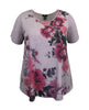 Women's Mauve Floral Crew Neck Swing Short Sleeve Print Top