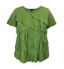 Women's Crew Neck Short Sleeve Ruffle Top