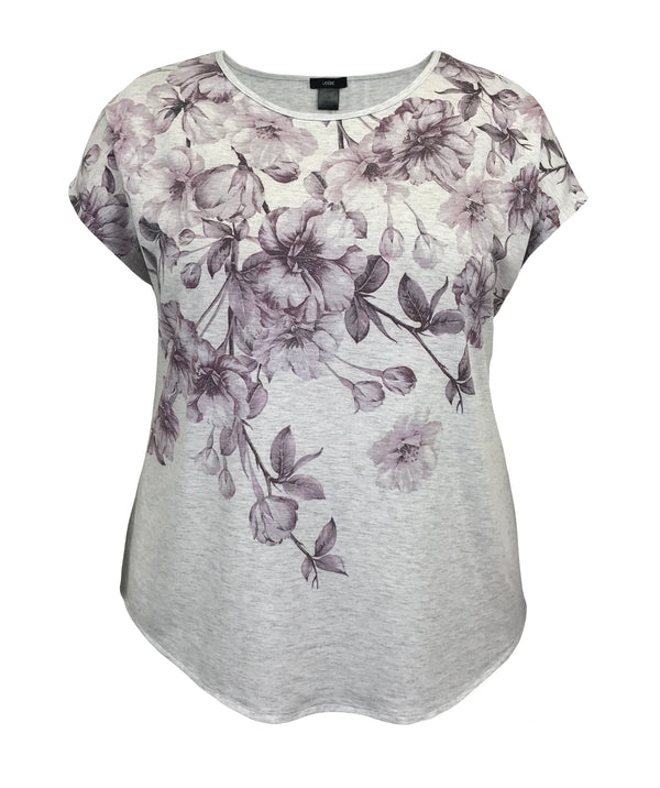 Women's Purple Floral Dolman Short Sleeve Top