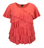 Women's Crew Neck Short Sleeve Ruffle Top