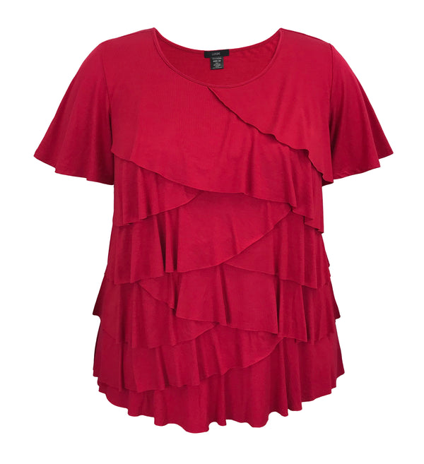 Women's Crew Neck Short Sleeve Ruffle Top