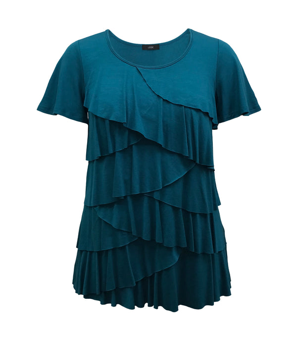 Women's Crew Neck Short Sleeve Ruffle Top