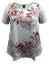 Women's Multi Floral Swing Crew Neck Short Sleeve Print Top