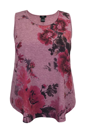 Women's Mauve Floral  Printed Tank Top