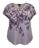 Women's Floral V-Neck Dolman Short Sleeve Print Top