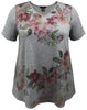Women's Multi Floral Swing V Neck Short Sleeve Print Top