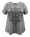 Women's Paisley Swing  V-Neck Short Sleeve Print Top