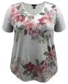 Women's Multi. Floral V-Neck Short Sleeve Print Top