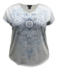 Women's Medallion V-Neck Dolman Short Sleeve Top