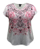 Necklace V-Neck Dolman Short Sleeve Print Top