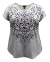 Women's Paisley Print V-Neck Dolman Short Sleeve Top