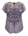 Women's Paisley Print V-Neck Dolman Short Sleeve Top