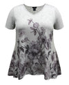 Florals High-Low Hem V-Neck Short Sleeve Print Top