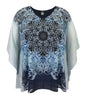 Medallion Printed Square Poncho Blouse