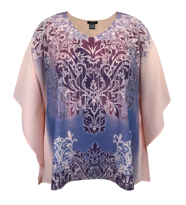 Medallion Printed Square Poncho Blouse