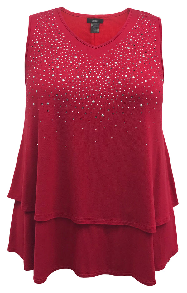 Studded V-Neck Tier Tank