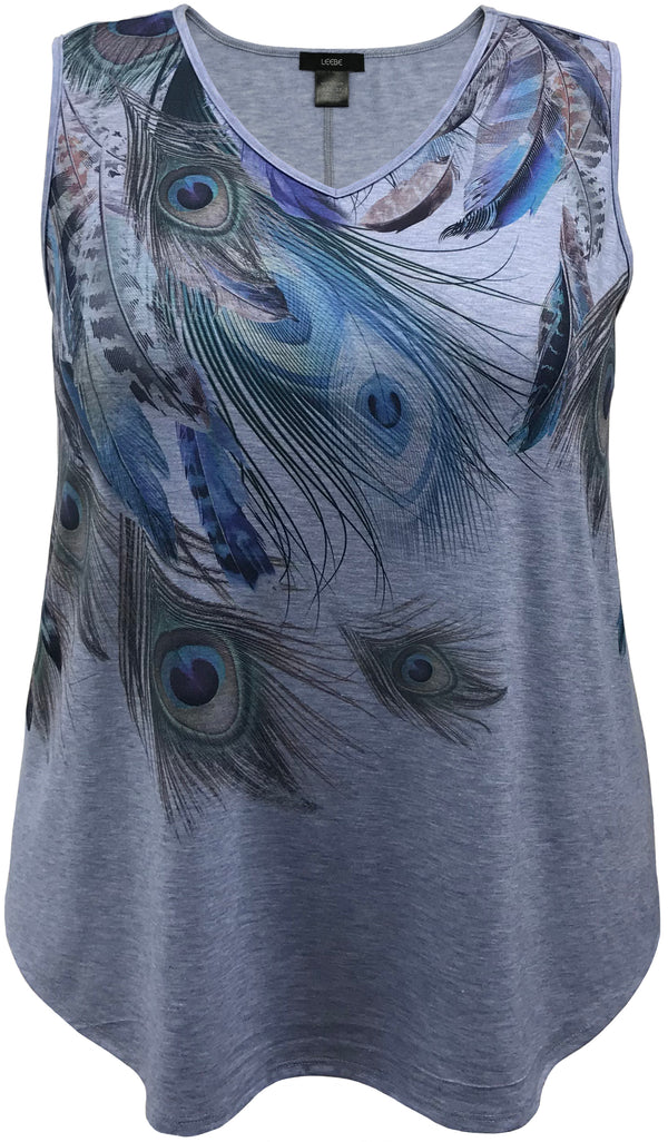 Women's Feather V-Neck Printed Tank Top