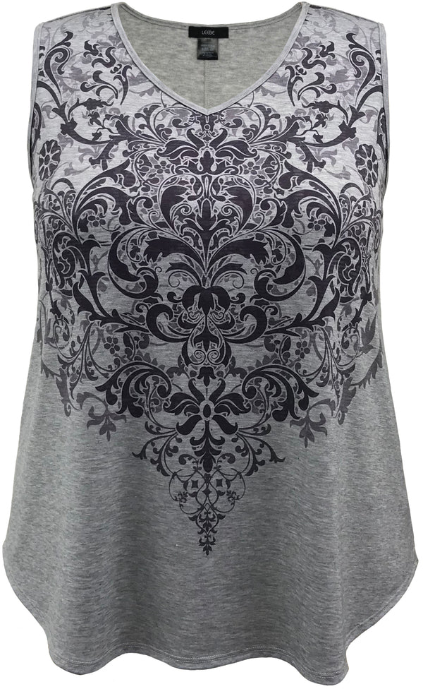 Purple Paisley V-Neck Printed Tank Top