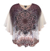 Women's Double-Layered Medallion Print Chiffon Poncho Blouse Top