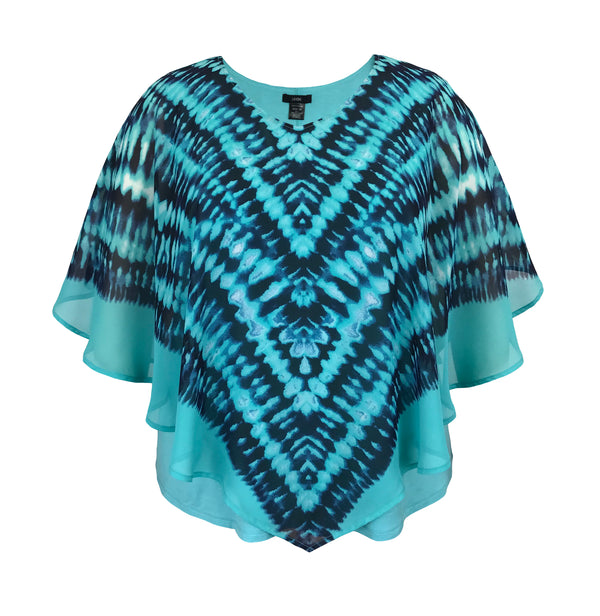 Women's Tie-Dye Double-Layered Chiffon Poncho Top