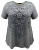 Medallion V-Neck Swing Short Sleeve Print Top