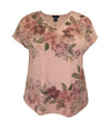 Women's Multi-Floral V-Neck Dolman Short Sleeve Print Top