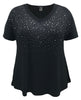 Women's V Neck Studded Short Sleeve Swing Top