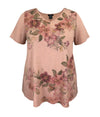 Women's Multi Floral Swing V Neck Short Sleeve Print Top