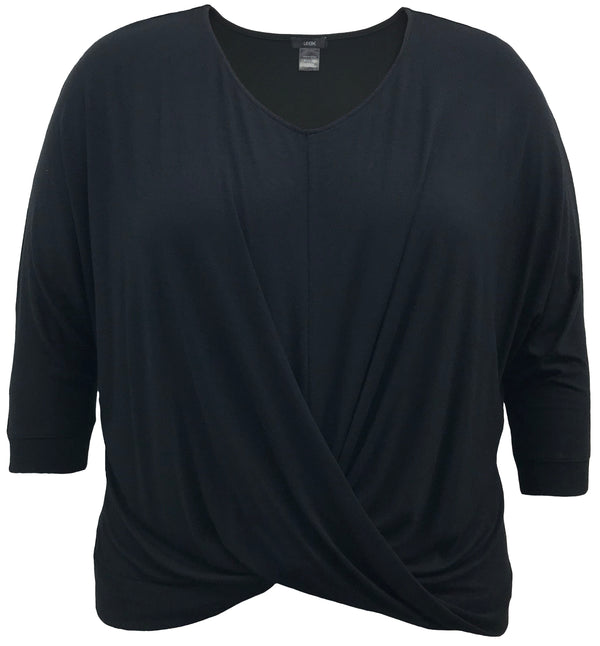 V-Neck Twist Front 3/4 Sleeve Top