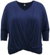 V-Neck Twist Front 3/4 Sleeve Top