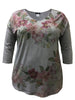 Multi. Floral 3/4 Sleeve V-Neck Print Top