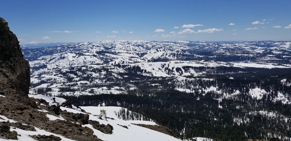 View from the top of Castle Peak, looking at Boreal, Sugarbowl, Donner Ski Ranch, Soda Spring