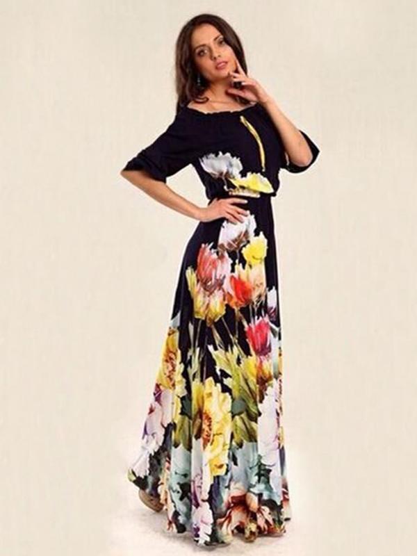 half sleeve maxi dress