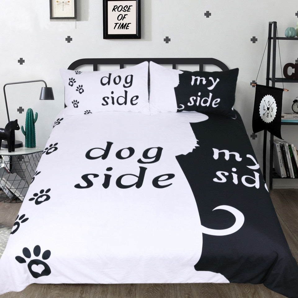 Dog Side Printed Duvet Cover Bedding Set Ezerak Shop