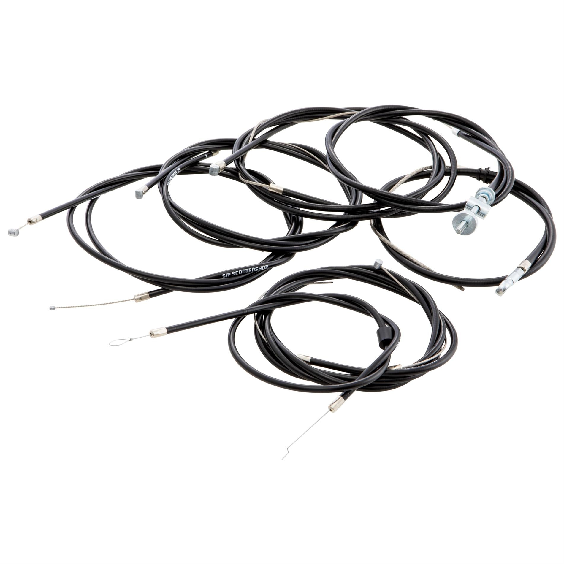 SIP Performance Stainless Steel Cable Set - Black - Vespa PX 1983 Onwards