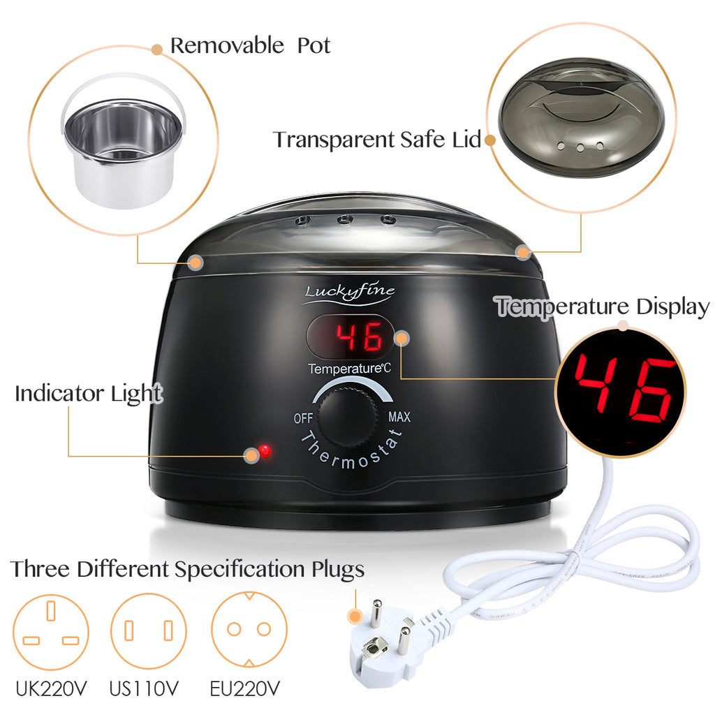 Luckyfine Professional Electric Wax Warmer With 4 * 100 g Wax Bean, 10* Stir Bar and 5* Anti-staining Ring-3