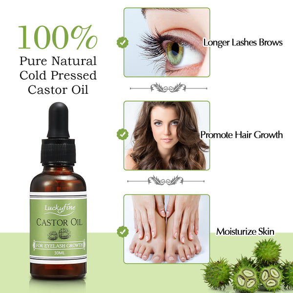 Castor Oil Lash & Hair Growth Serum Set, 100% Pure Organic, Cold Pressed, Hexane Free (30ml)