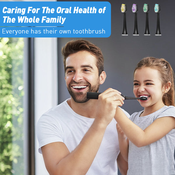 5 Modes Waterproof Electric Toothbrush, Rechargeable with 4PCS Replacement Heads & Disinfection Base