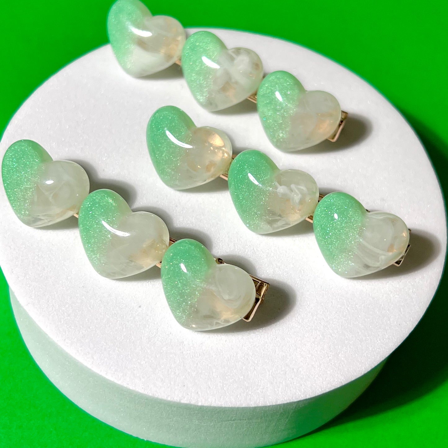 Acrylic Heart Hair Clips