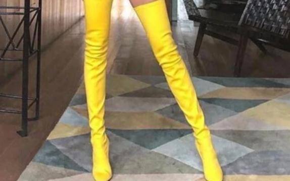 knee high yellow boots