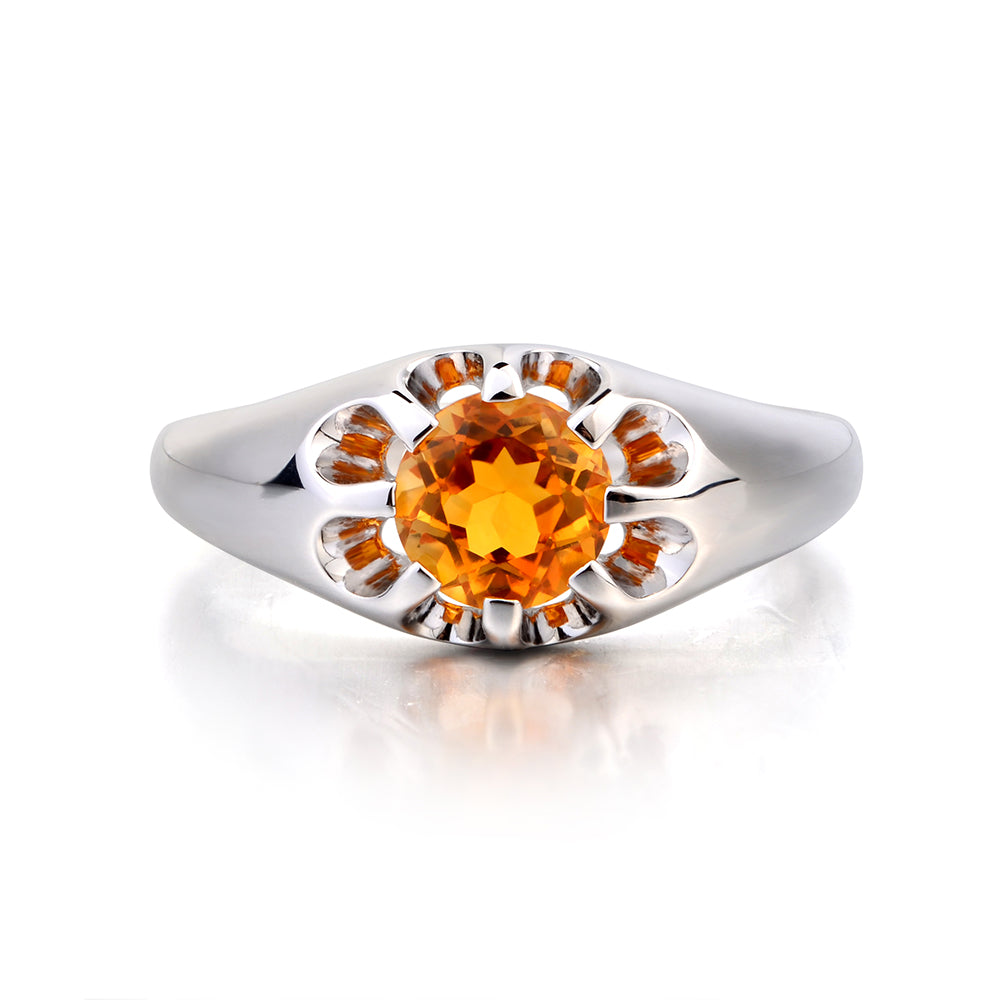 Vintage Citrine Solitaire Ring Yellow Gold