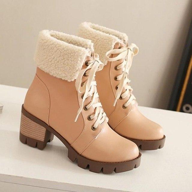 lace up leather snow boots