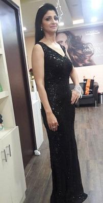 black shimmer gown