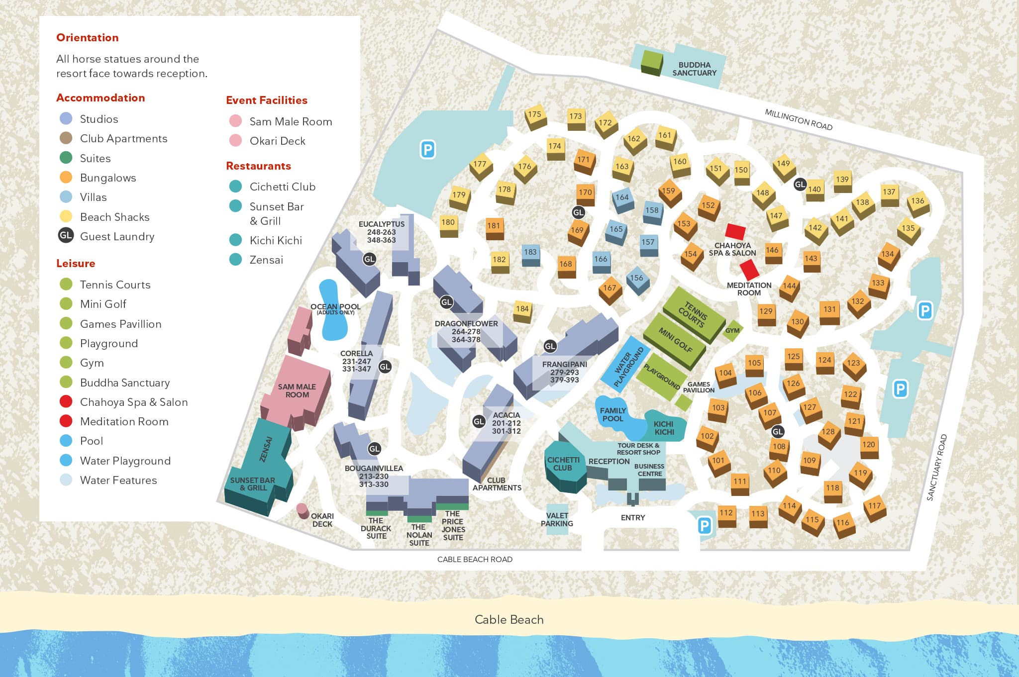 Cable Beach Club Map