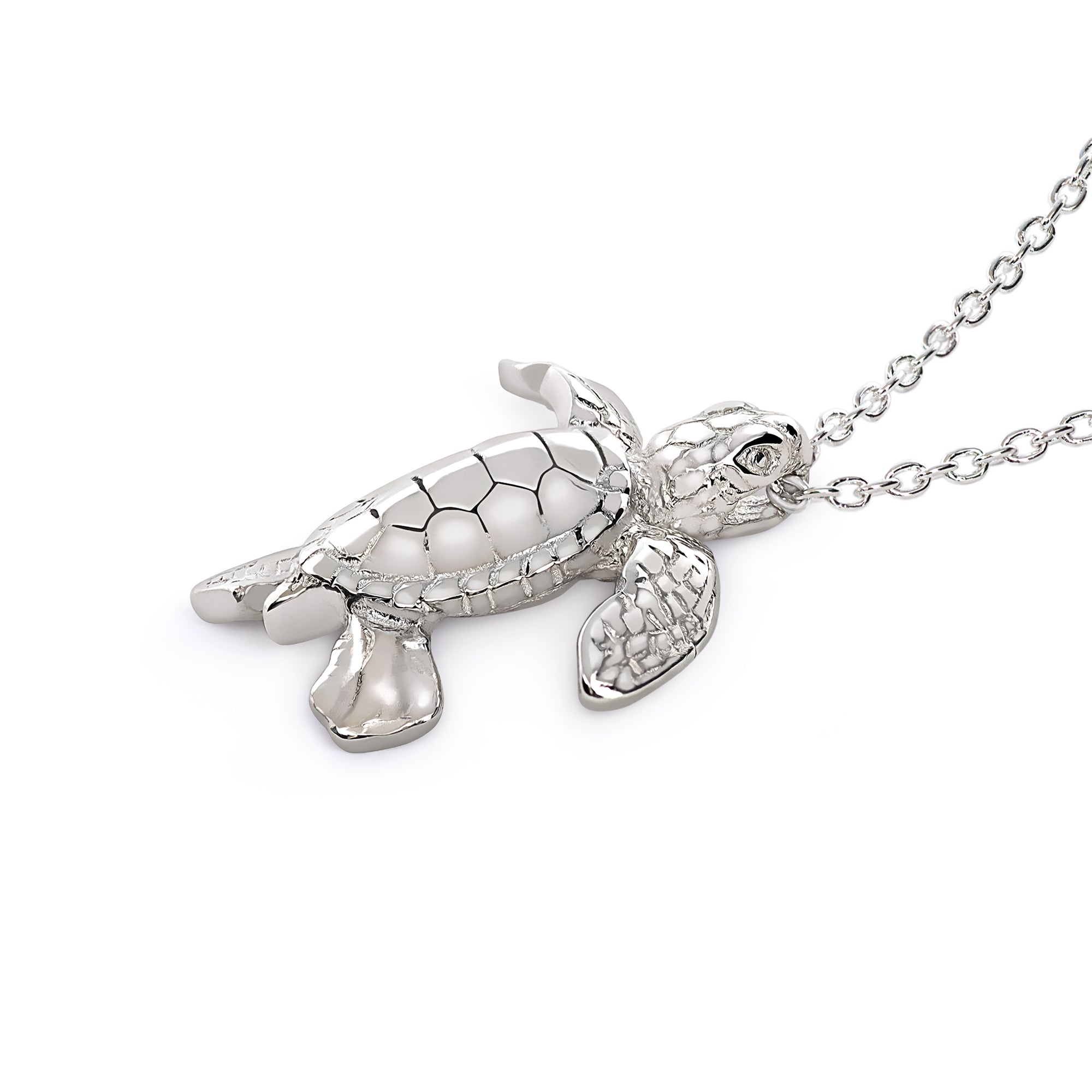 16-20 Mireval Sterling Silver Turtle Charm on a Sterling Silver Chain Necklace 