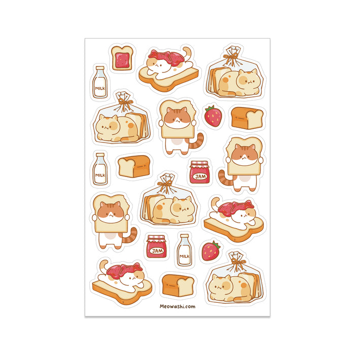 Cat and Toast Vinyl Sticker Sheet