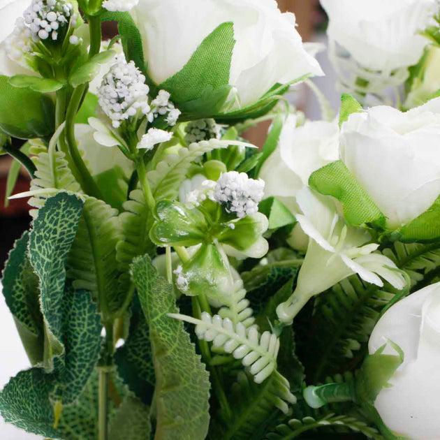 Artificial White Rose Flower Bouquet | Luna Wedding  Event Supplies