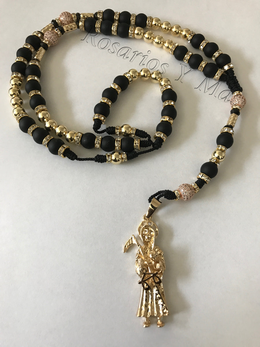 14K Santa Muerte Gold Filled Rosary Necklace - Rosario de Santa Muerte –  Rosarios Y Mas