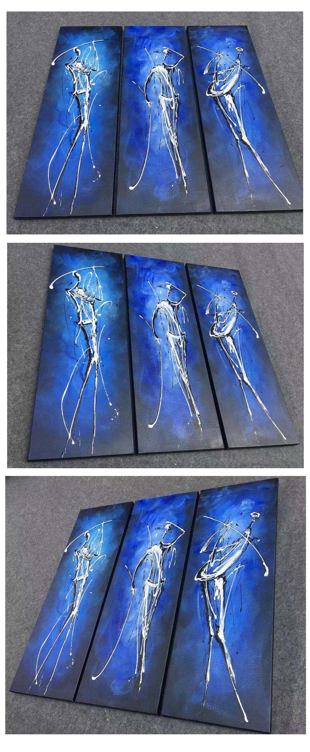 3 Piece Wall Art, Golf Player Painting, Sports Abstract Art, Bedroom Abstract Painting