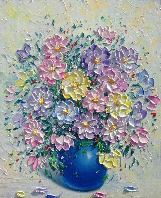 Still Life Painting, Simple Paintings, Easy Flower Painting for Beginners, Acrylic Flower Paintings, Texture Painting
